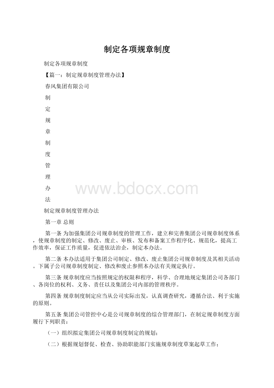 制定各项规章制度Word文档格式.docx_第1页