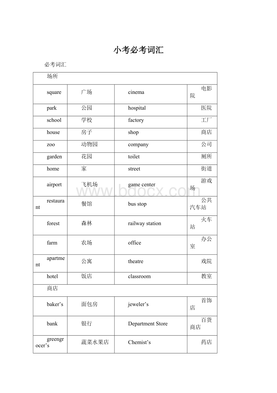 小考必考词汇.docx