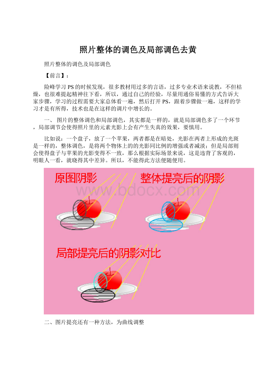 照片整体的调色及局部调色去黄.docx_第1页