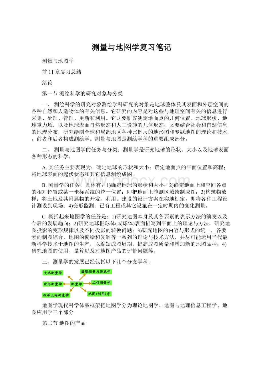 测量与地图学复习笔记.docx