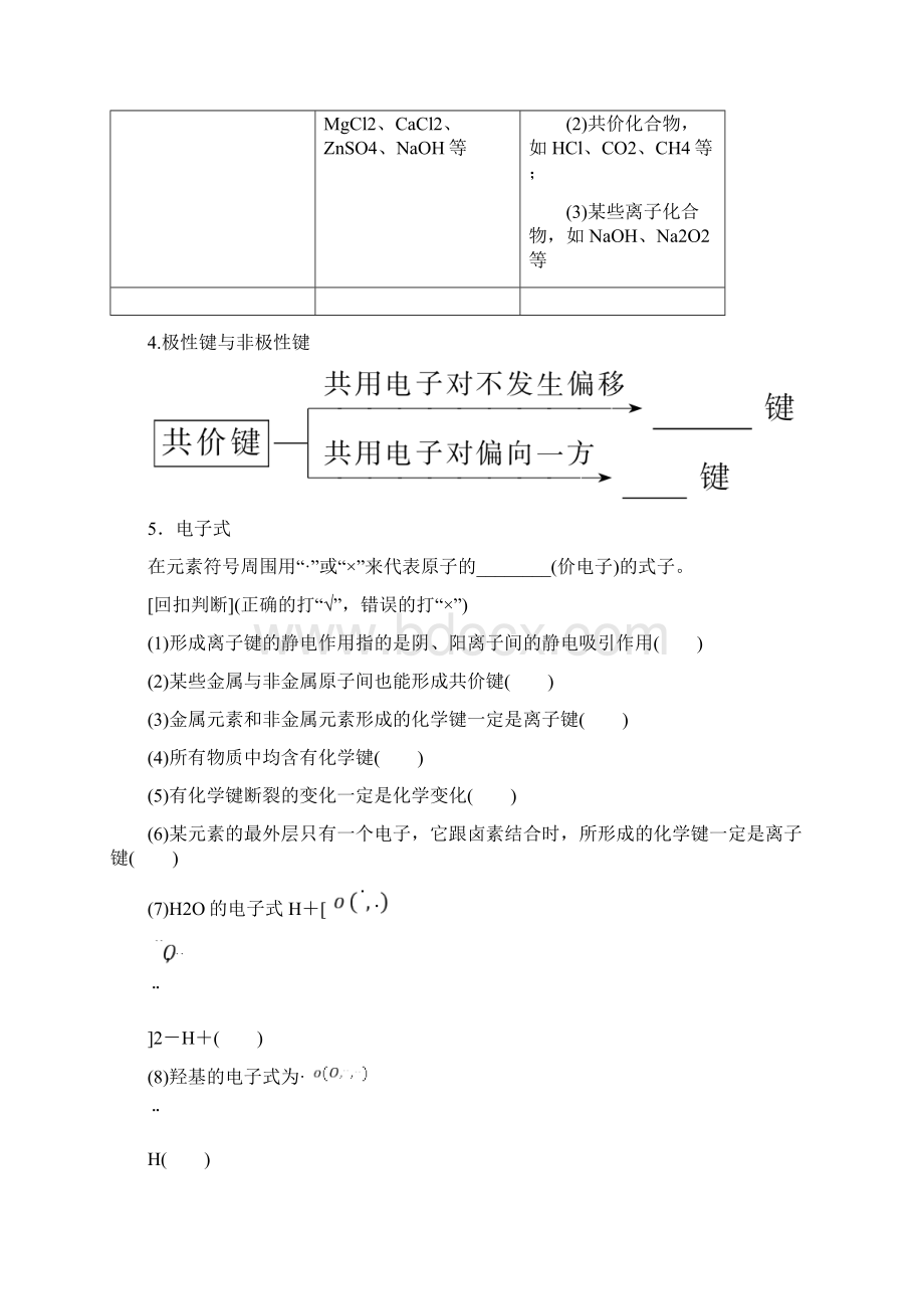 高考化学一轮复习专题5第3讲化学键学案新人教版Word文件下载.docx_第2页