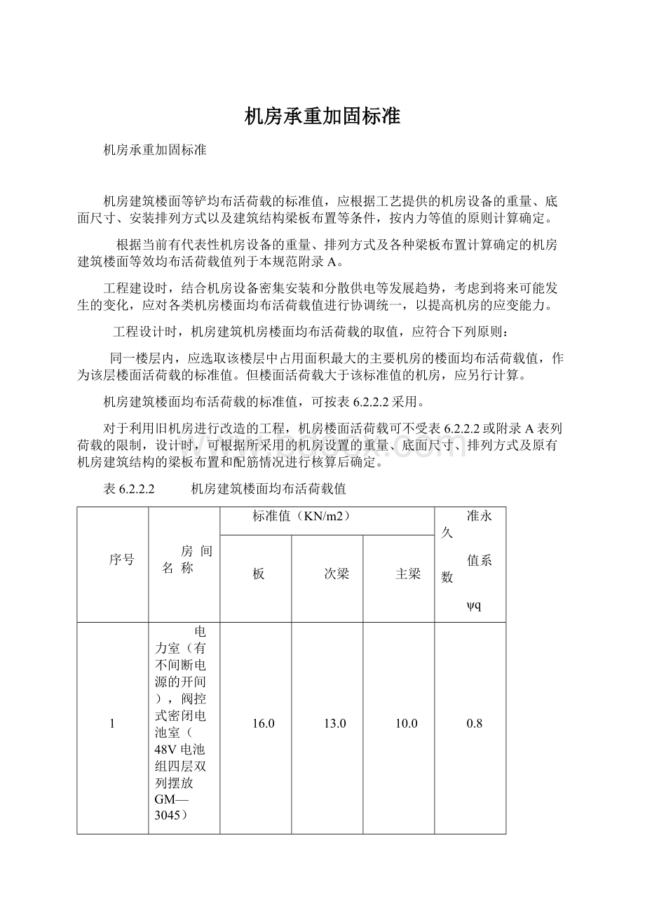 机房承重加固标准Word文档下载推荐.docx_第1页