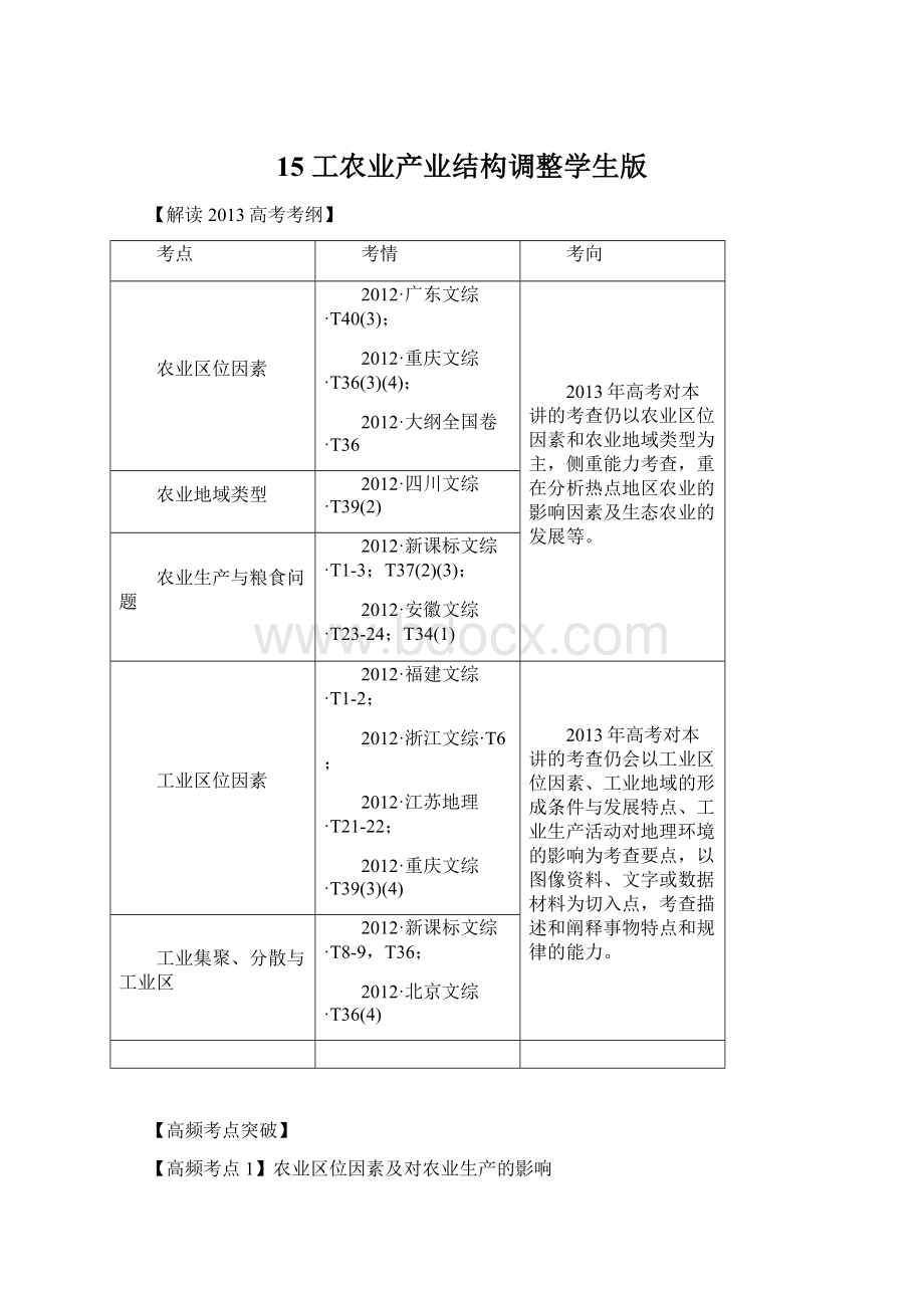 15 工农业产业结构调整学生版.docx