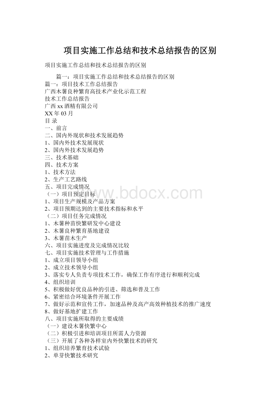 项目实施工作总结和技术总结报告的区别Word格式.docx_第1页