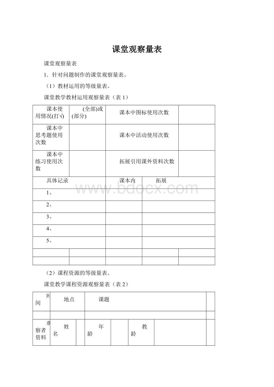 课堂观察量表Word格式.docx_第1页