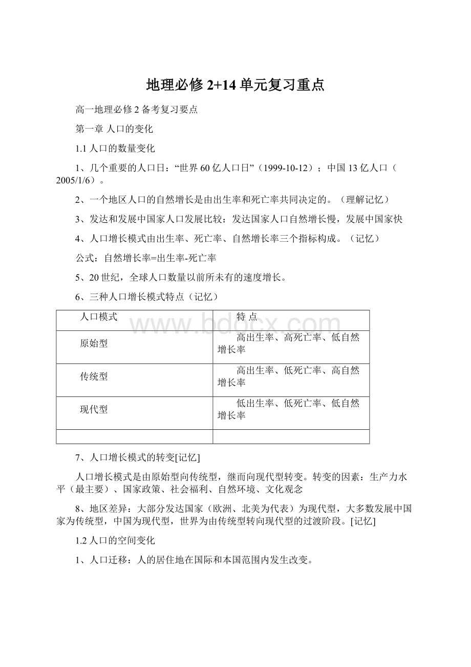 地理必修2+14单元复习重点.docx_第1页