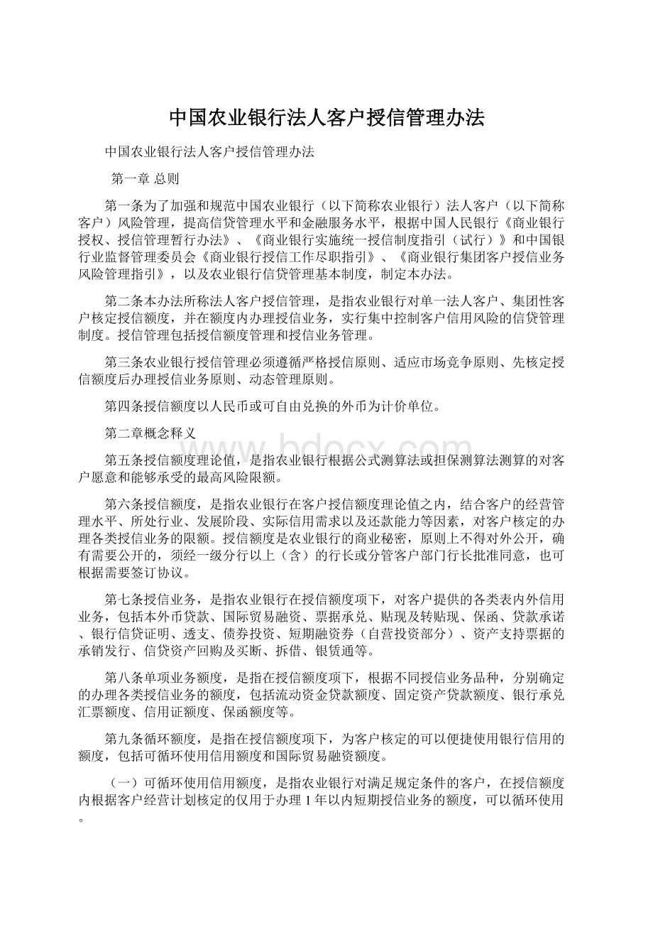 中国农业银行法人客户授信管理办法.docx