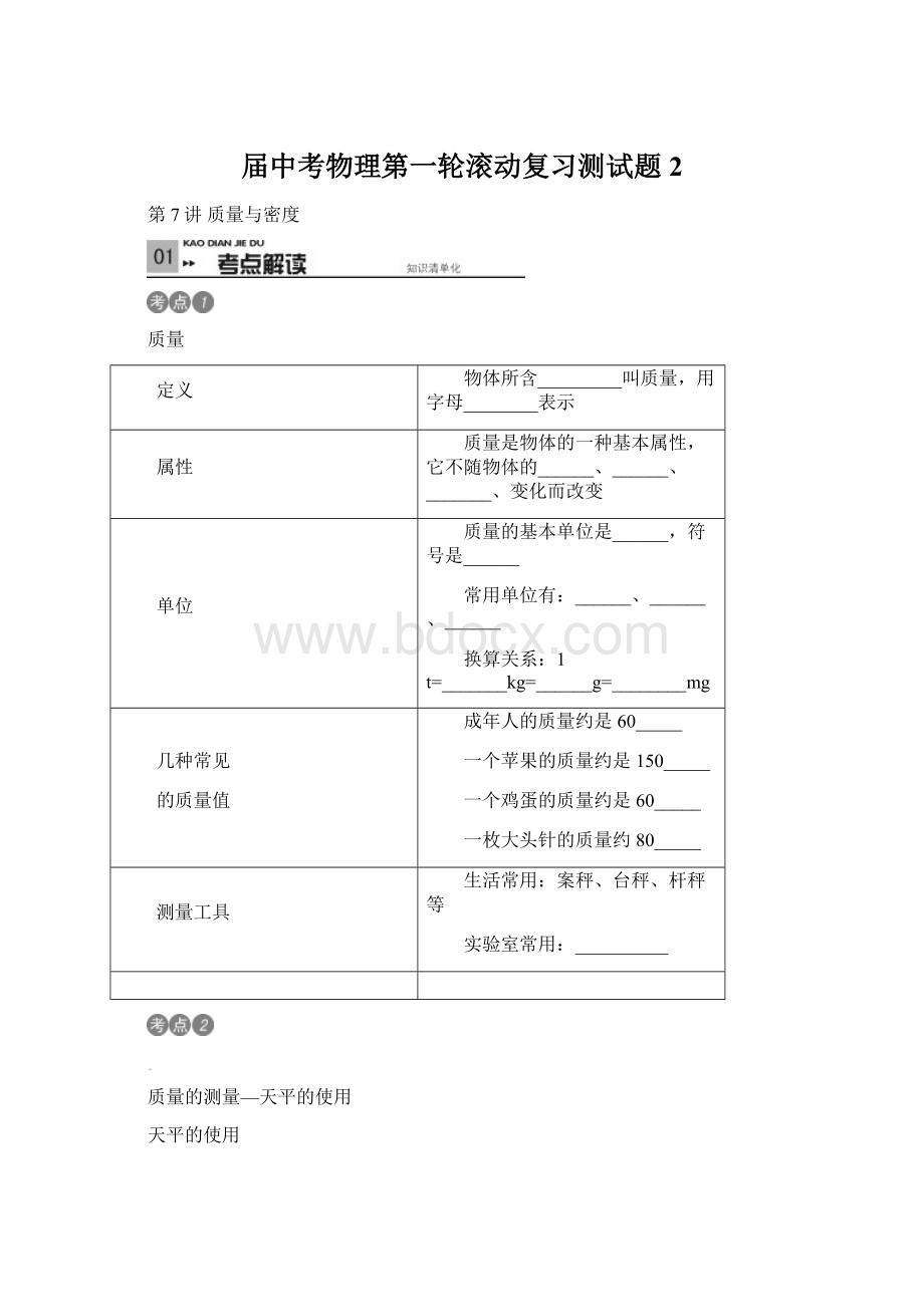 届中考物理第一轮滚动复习测试题2Word文档下载推荐.docx_第1页