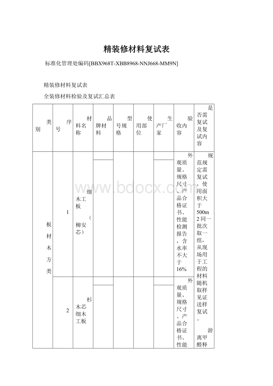 精装修材料复试表.docx