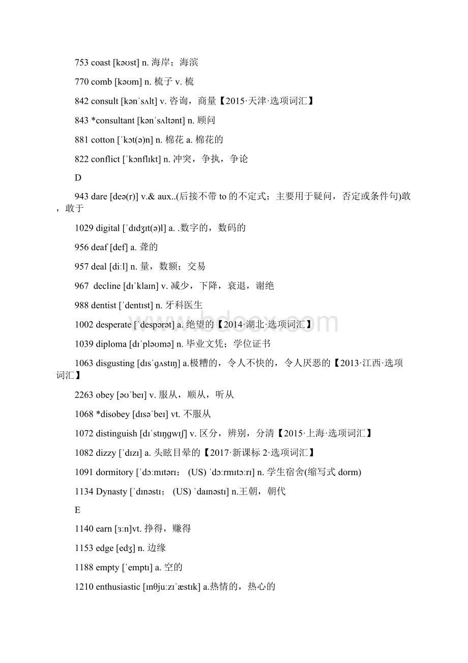 需自行背诵的大纲词汇内有原因338词Word文件下载.docx_第3页