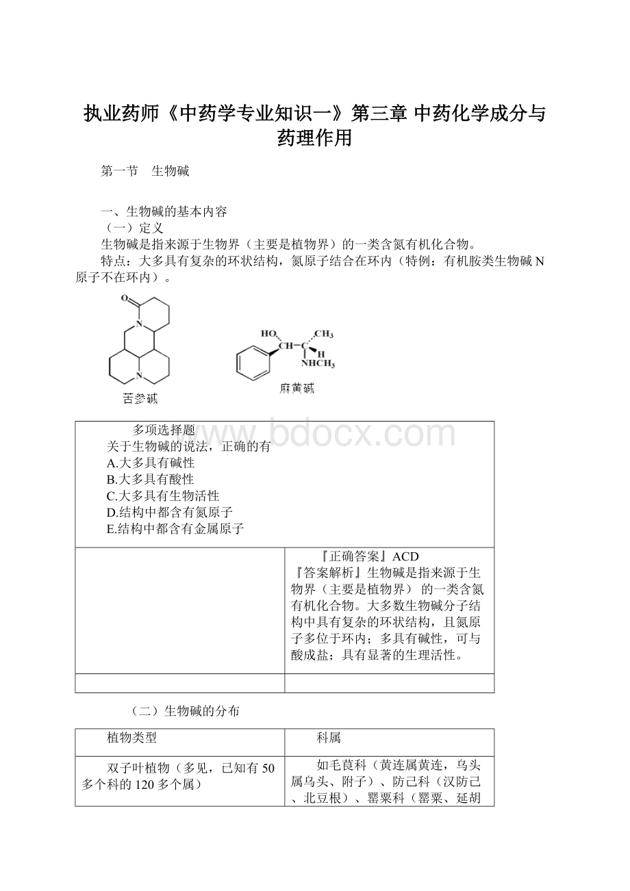 执业药师《中药学专业知识一》第三章 中药化学成分与药理作用.docx