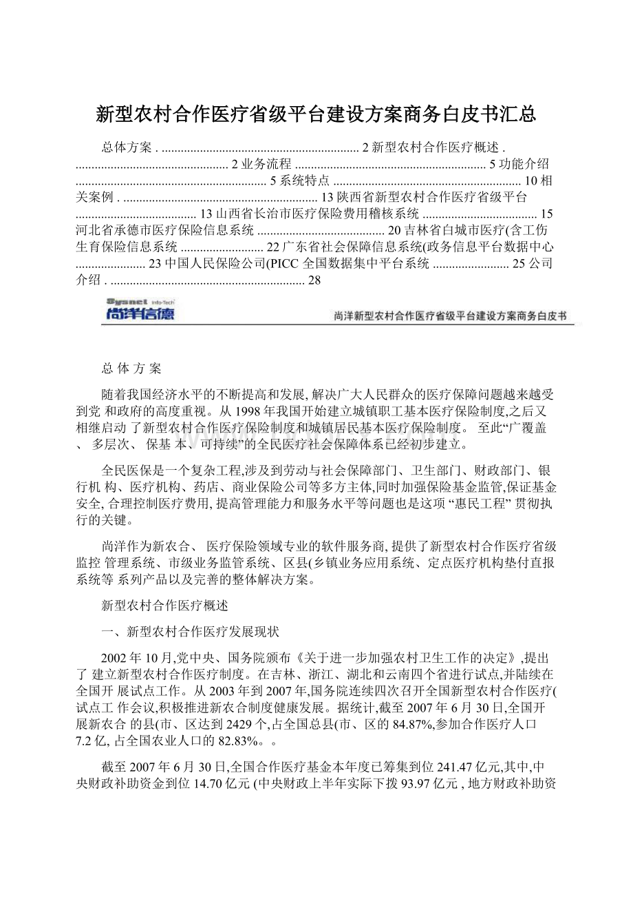 新型农村合作医疗省级平台建设方案商务白皮书汇总Word文档格式.docx