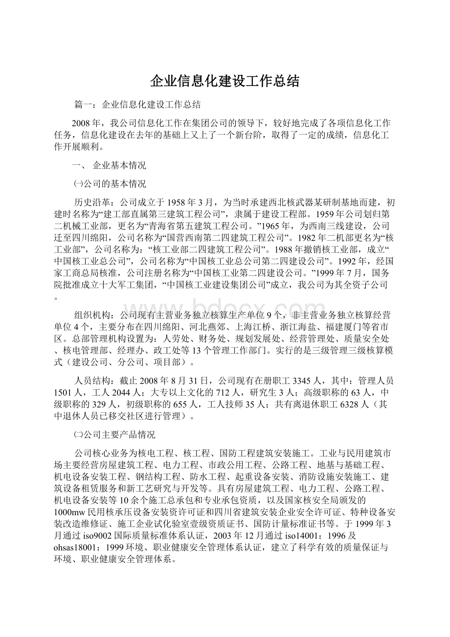 企业信息化建设工作总结.docx