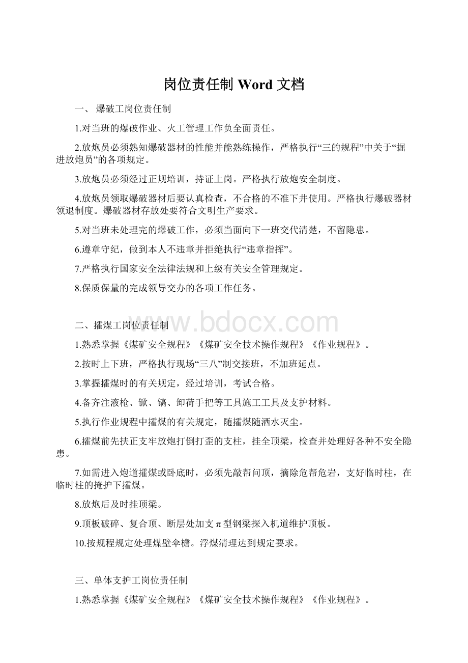 岗位责任制Word 文档文档格式.docx_第1页