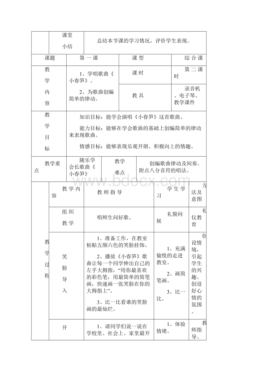 湘版湖南文艺出版社小学二年级音乐全册教案2Word格式文档下载.docx_第3页