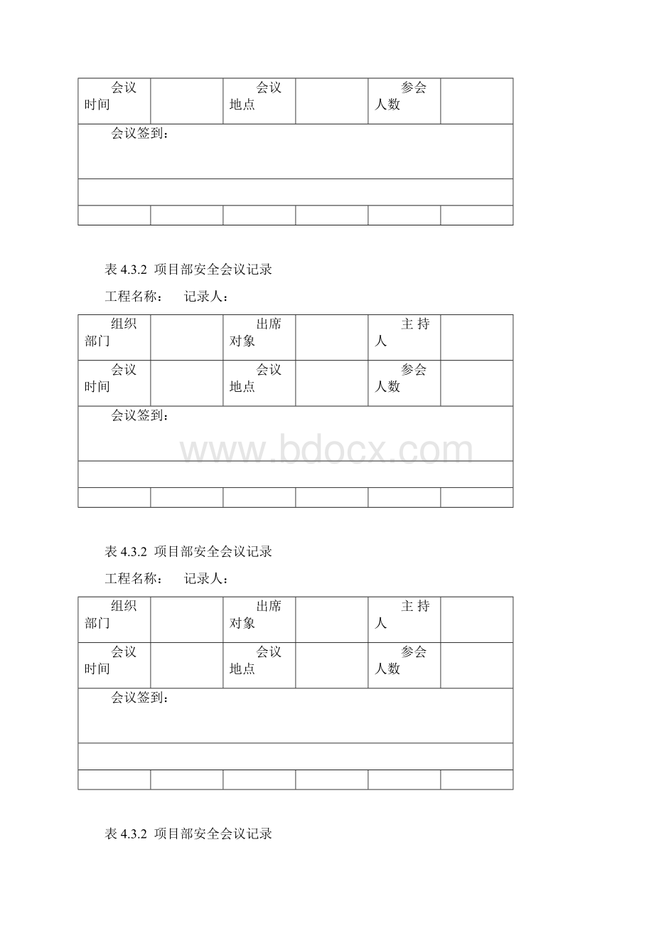 表432 项目部安全会议记录空白表格.docx_第2页