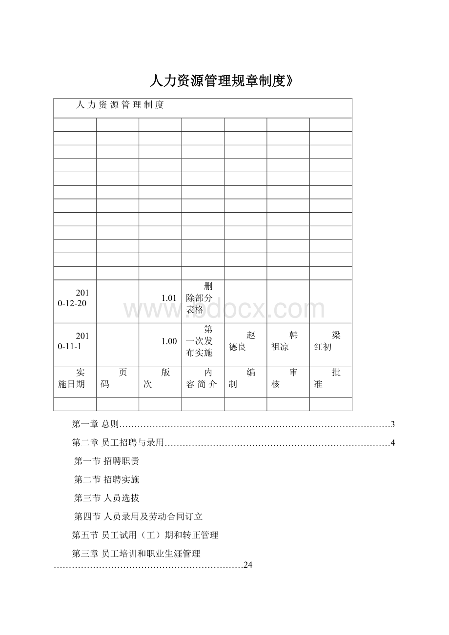 人力资源管理规章制度》Word文档格式.docx