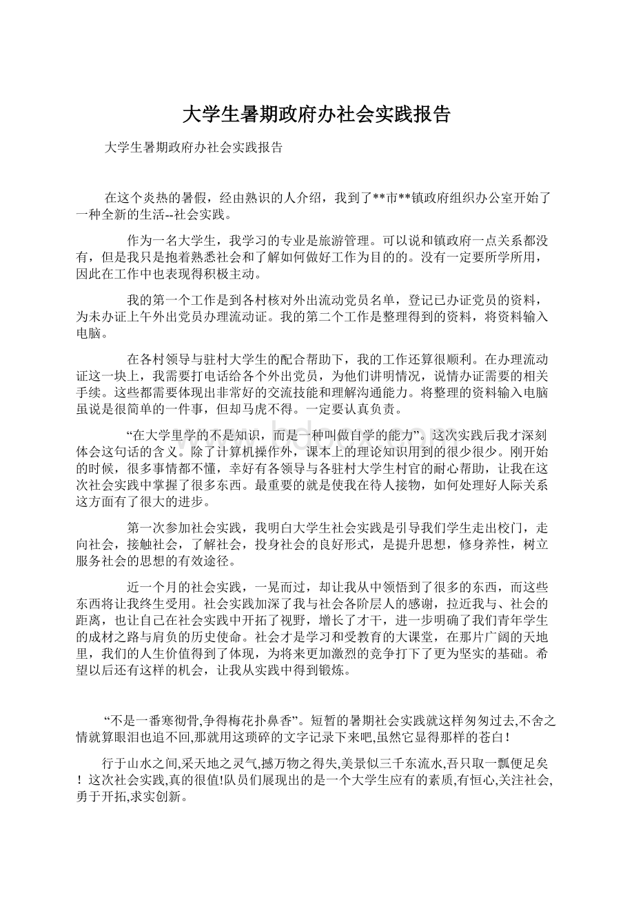 大学生暑期政府办社会实践报告.docx_第1页