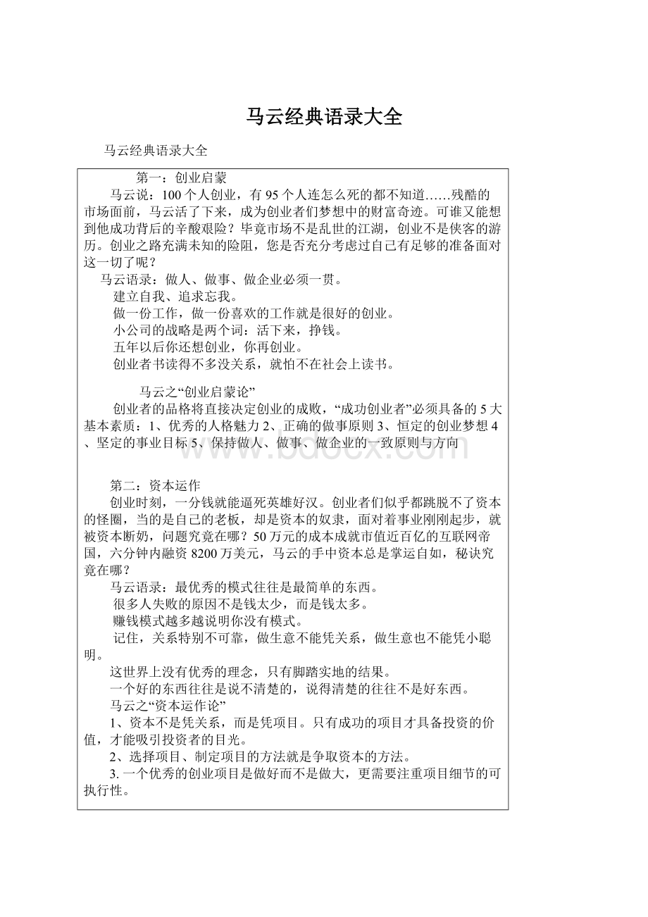 马云经典语录大全.docx_第1页