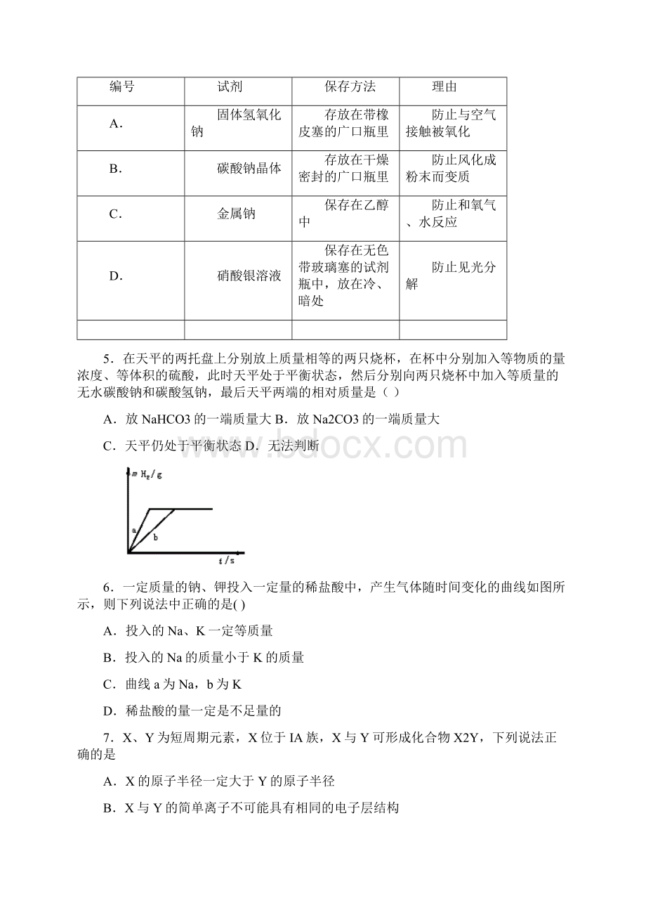 高三化学总复习碱金属习题和答案.docx_第2页