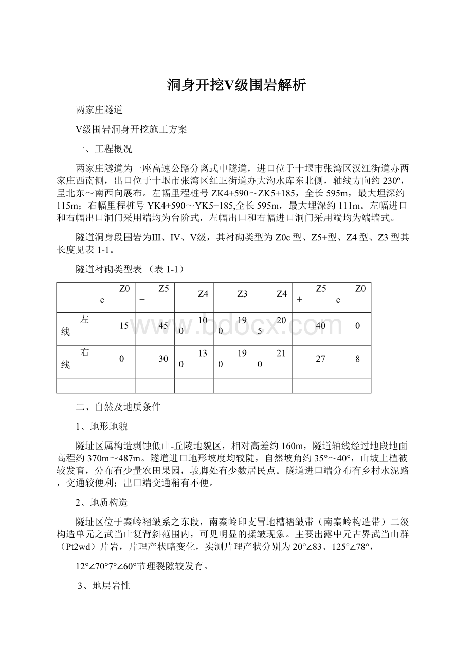 洞身开挖Ⅴ级围岩解析.docx_第1页