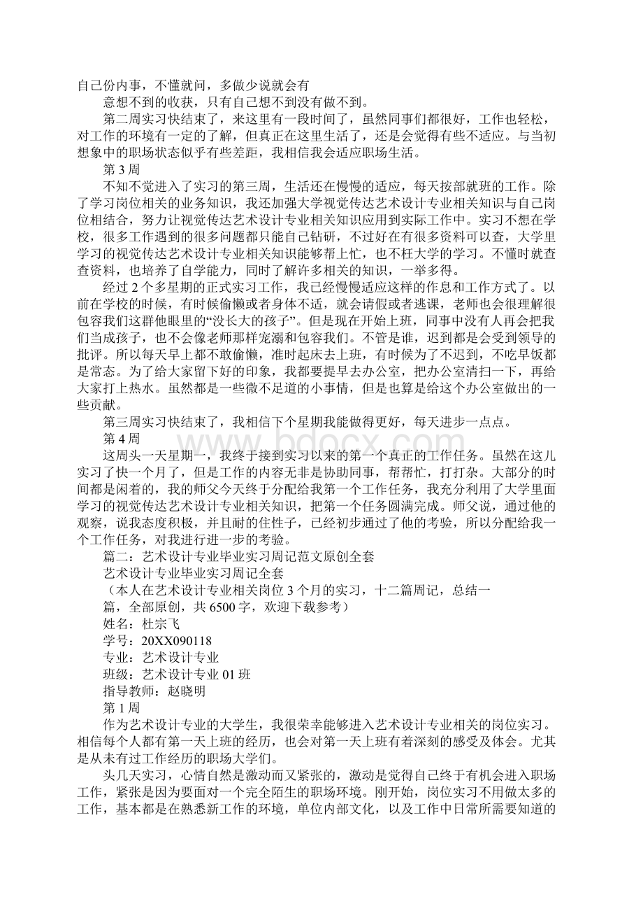 顶岗实习周记艺术设计文档格式.docx_第2页