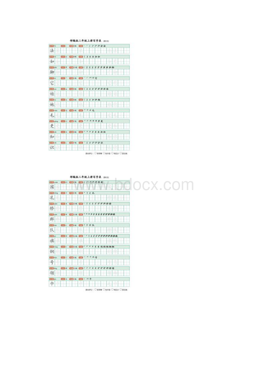 二年级上册写字表带笔画顺序Word文档格式.docx_第2页