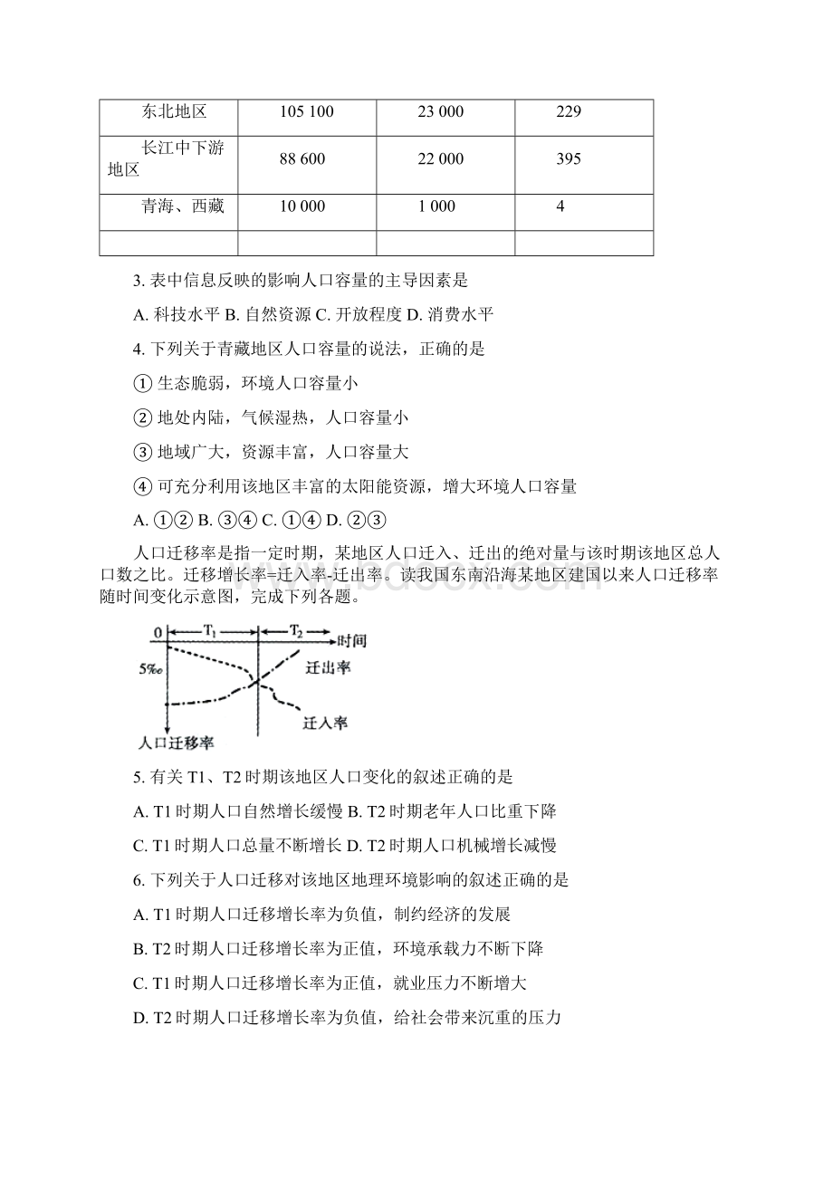 学年期中考试高一地理试题.docx_第2页