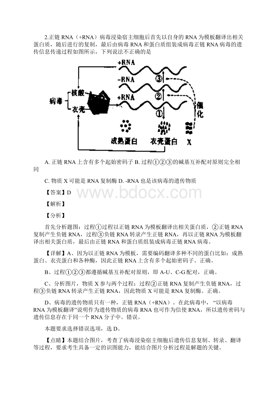 届重庆市第八中学高三高考适应性月考六理科综合生物试题解析版Word文档下载推荐.docx_第2页