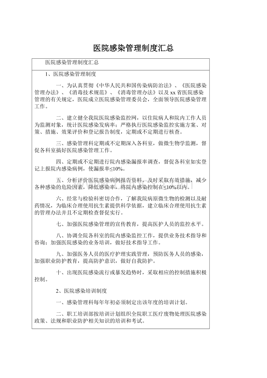 医院感染管理制度汇总Word文档格式.docx