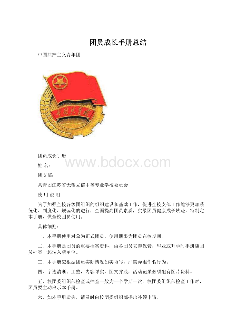 团员成长手册总结Word下载.docx_第1页