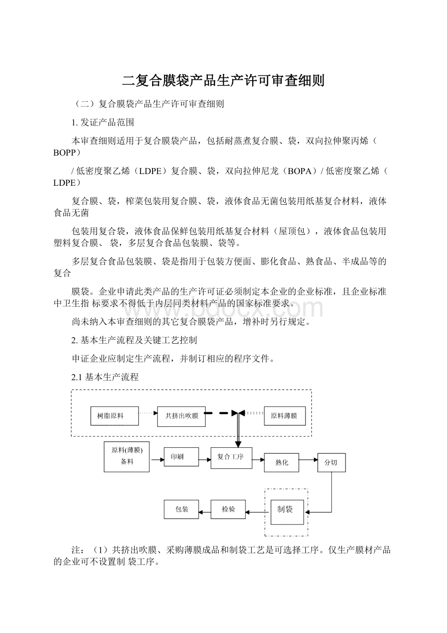 二复合膜袋产品生产许可审查细则Word格式文档下载.docx