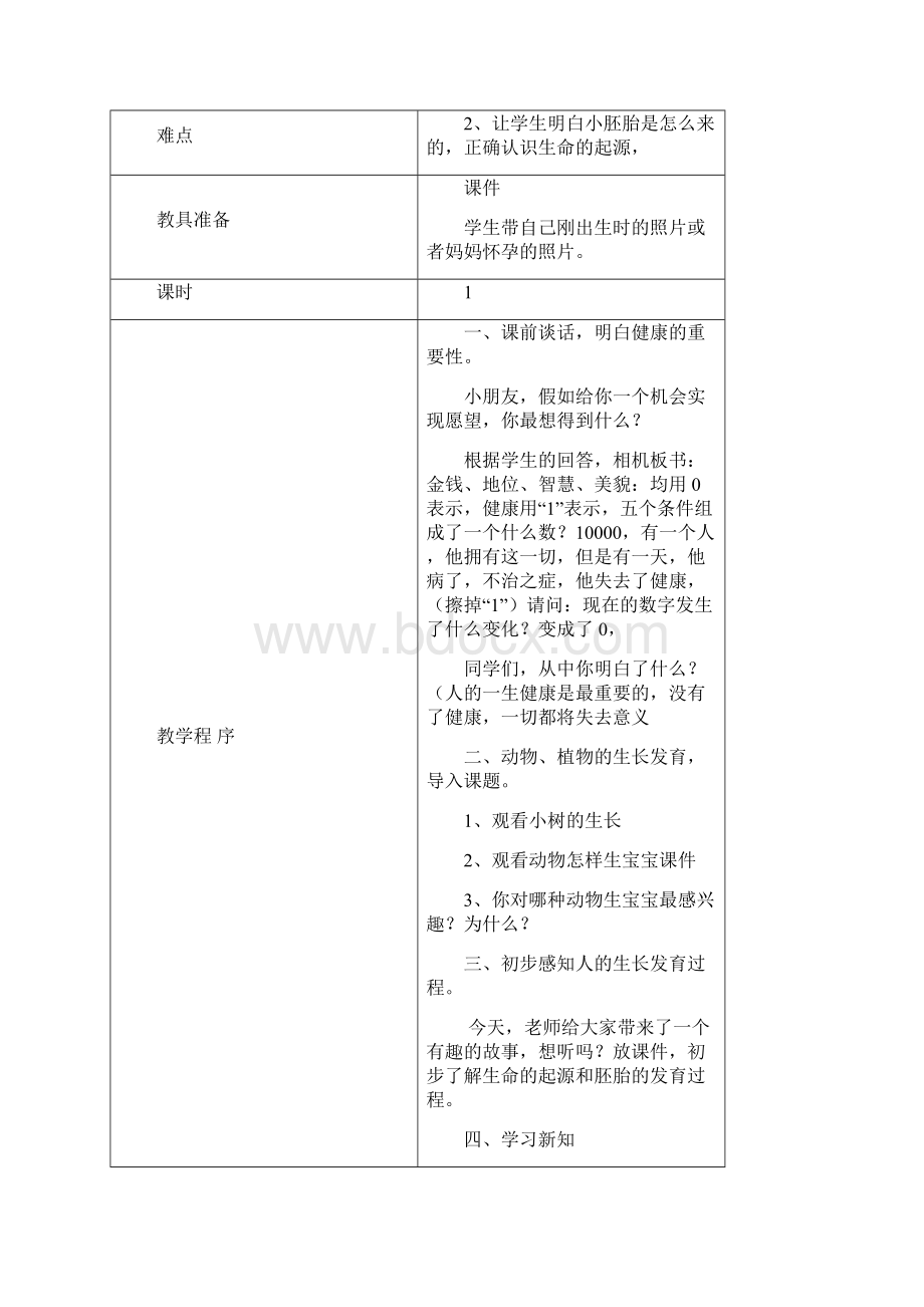 小学三年级上册生命与健康常识计划教案1Word下载.docx_第3页