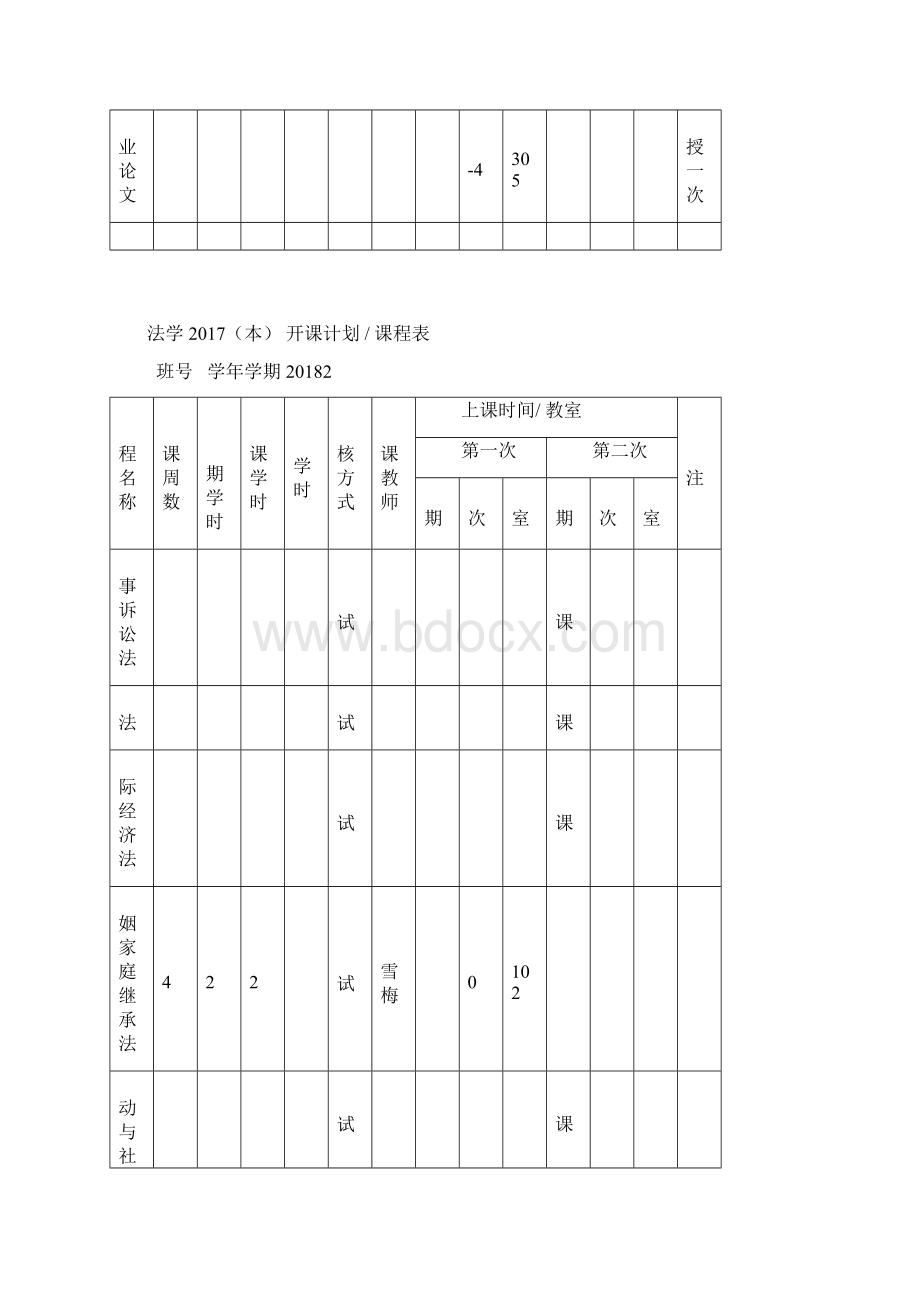 会计学本开课计划课程表文档格式.docx_第2页