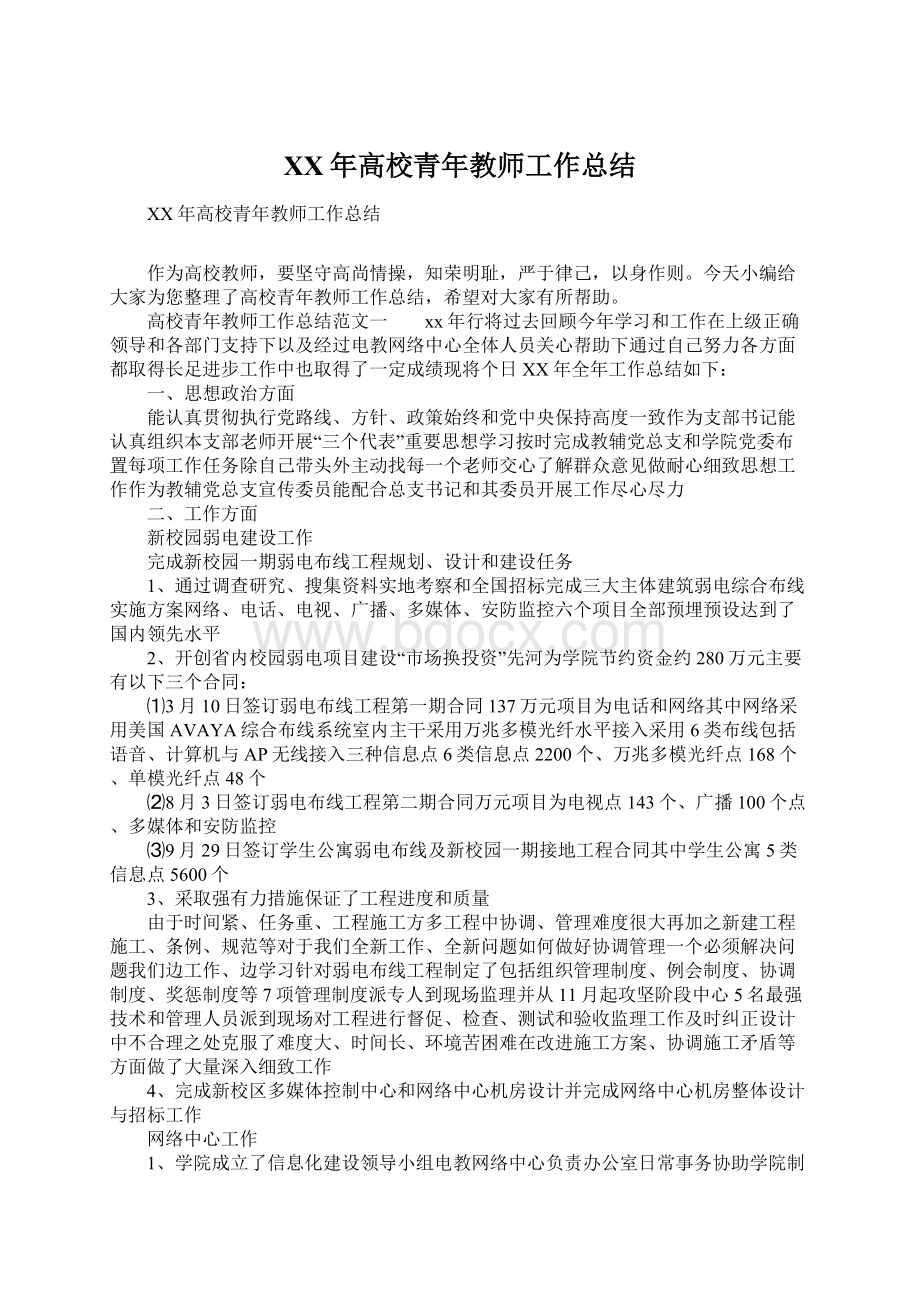 XX年高校青年教师工作总结.docx_第1页