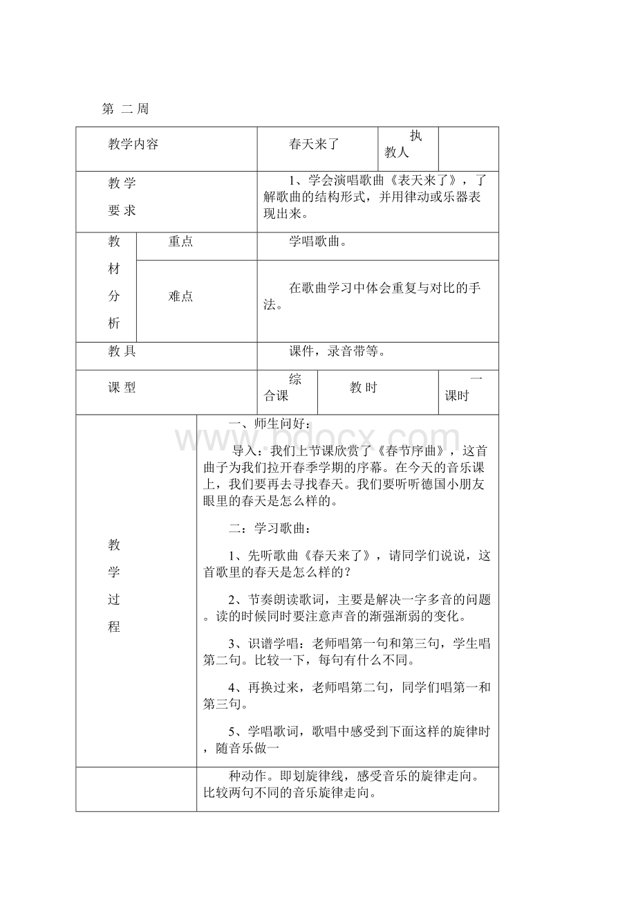 小学三年级音乐下册教案2.docx_第2页