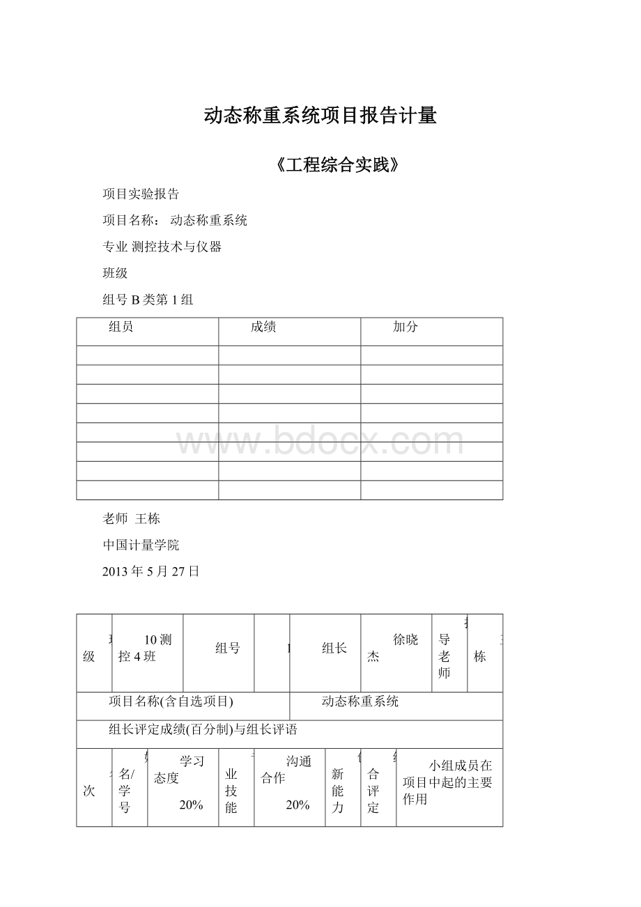 动态称重系统项目报告计量Word格式文档下载.docx_第1页