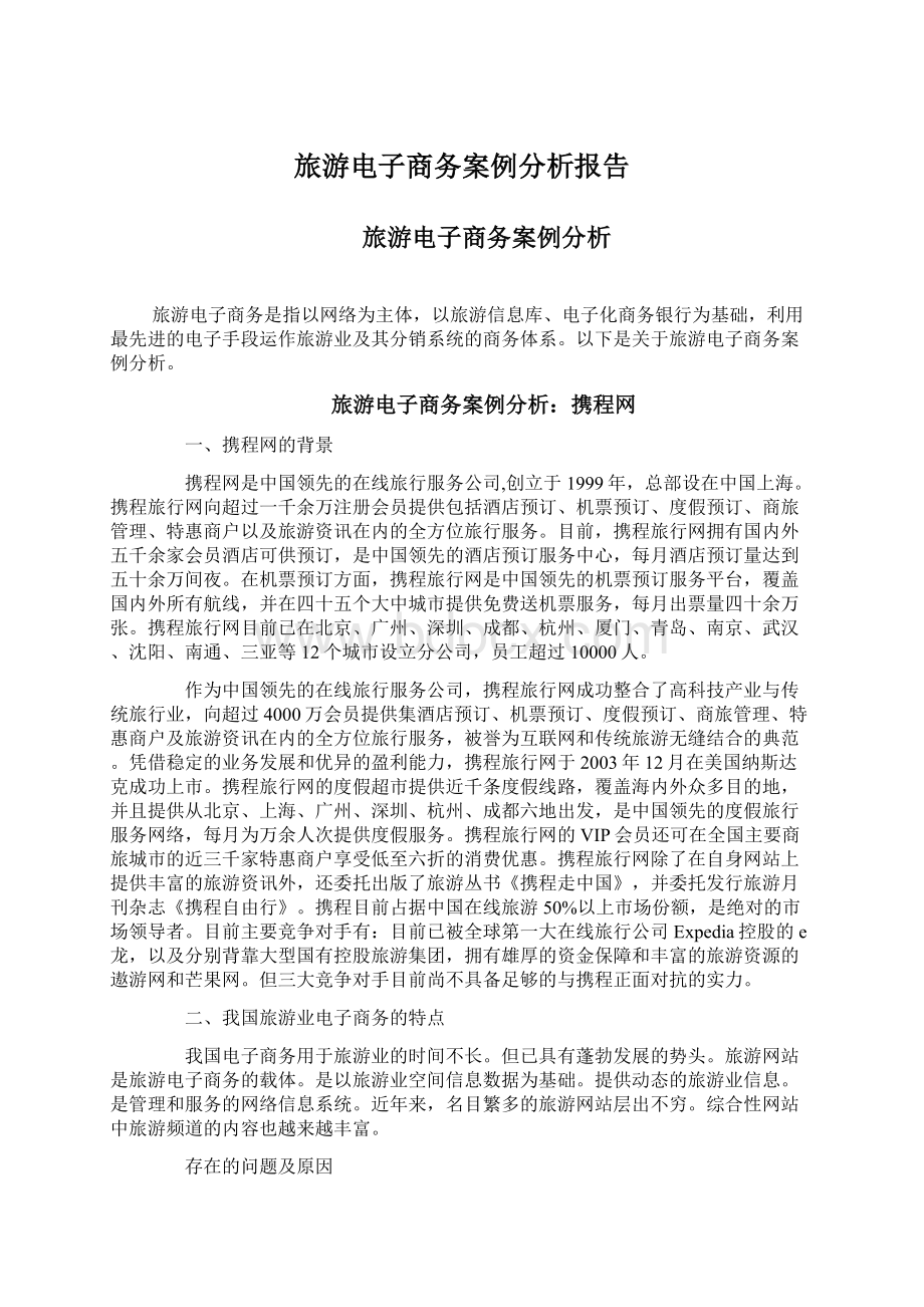 旅游电子商务案例分析报告Word文档下载推荐.docx_第1页