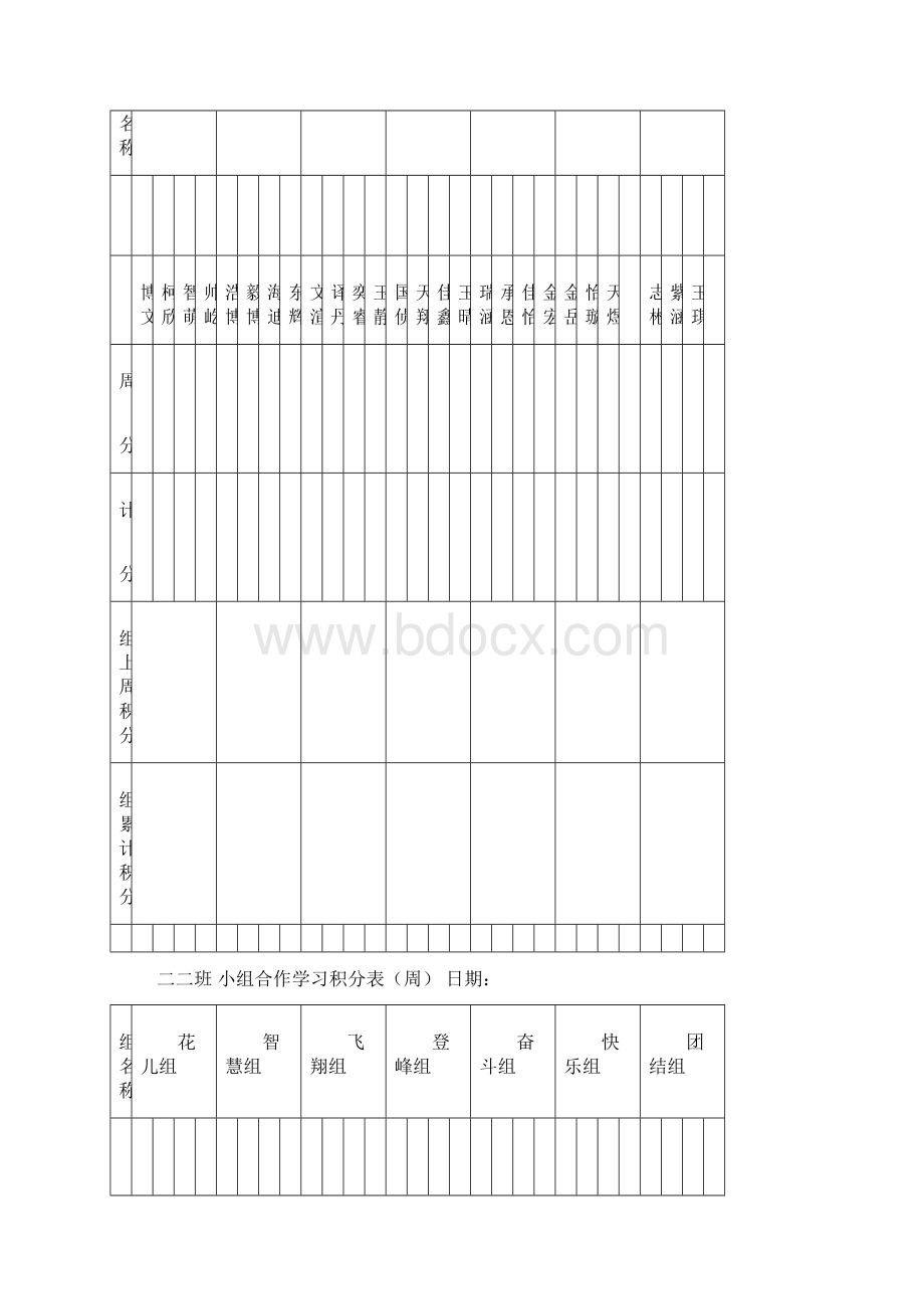 二年级小组合作积分表月期Word文档下载推荐.docx_第3页