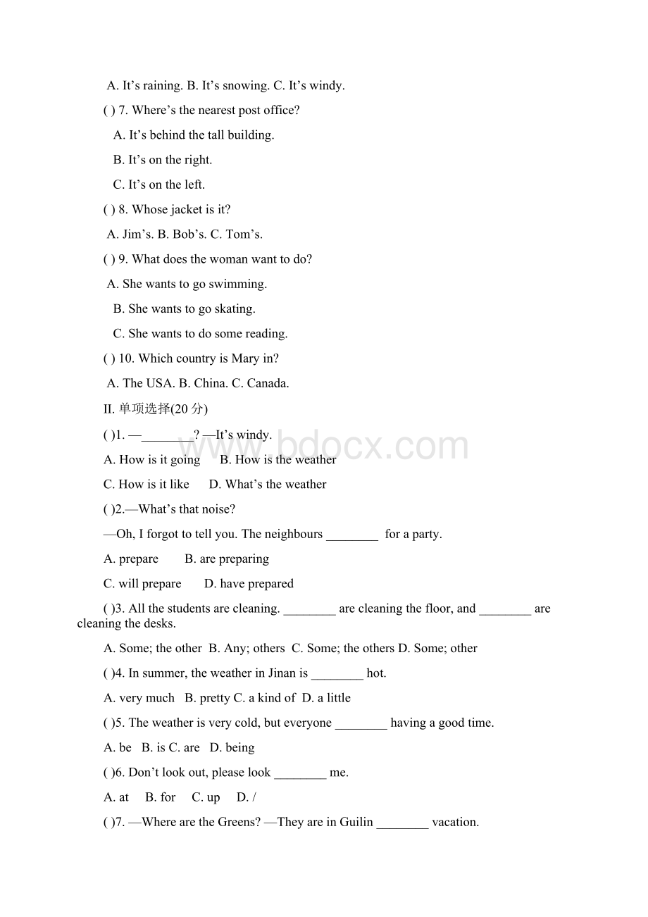 精品人教版七年级英语下册第7单元评价检测Word文档下载推荐.docx_第2页