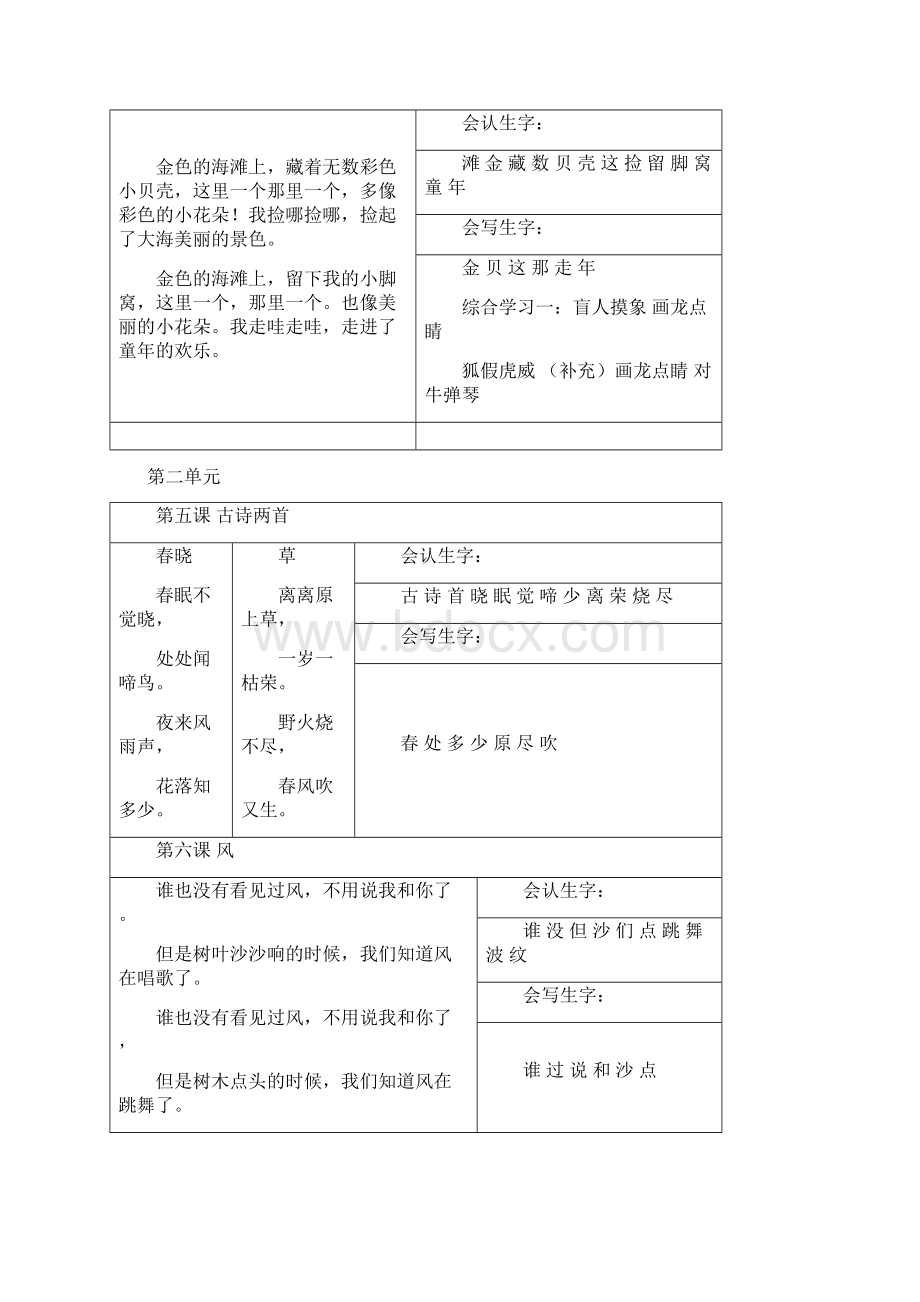 冀教版一年级下册语文生字表.docx_第2页