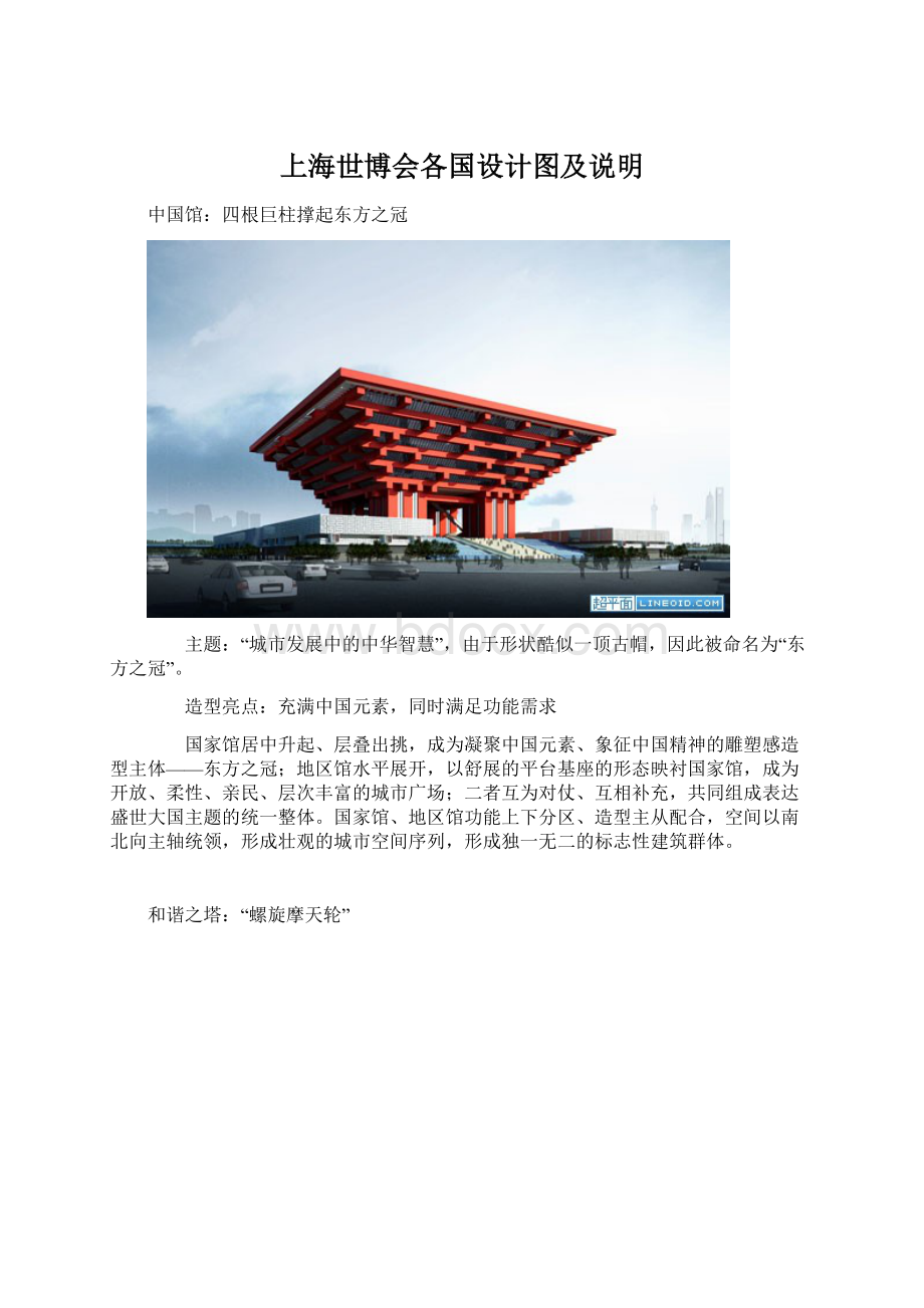 上海世博会各国设计图及说明.docx_第1页