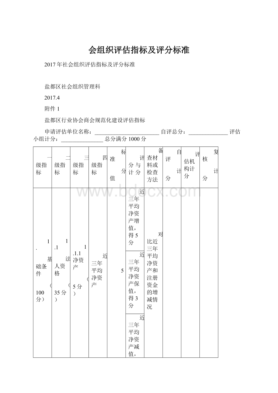 会组织评估指标及评分标准.docx