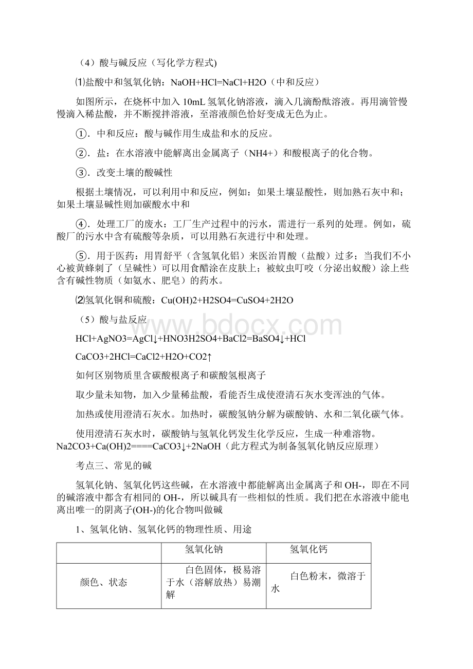 初中化学酸和碱知识点及练习题.docx_第3页