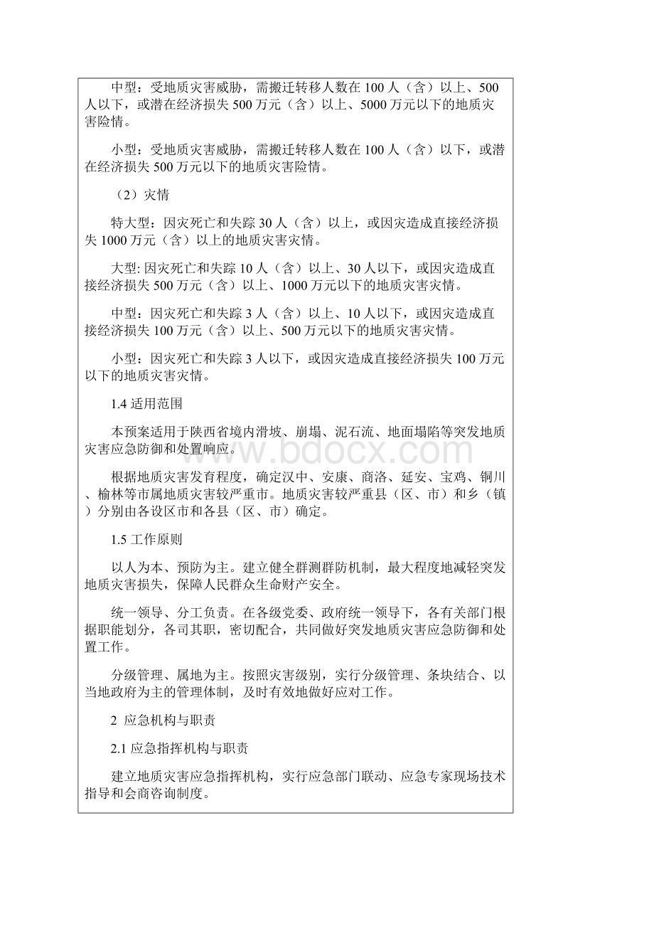 陕西省突发地质灾害应急预案Word文件下载.docx_第2页