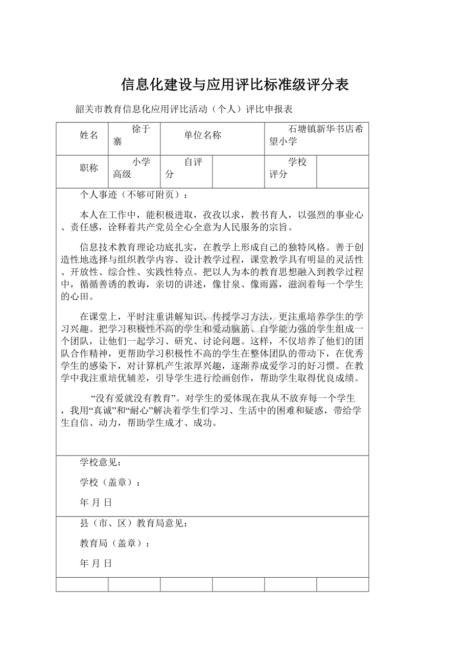 信息化建设与应用评比标准级评分表Word下载.docx_第1页