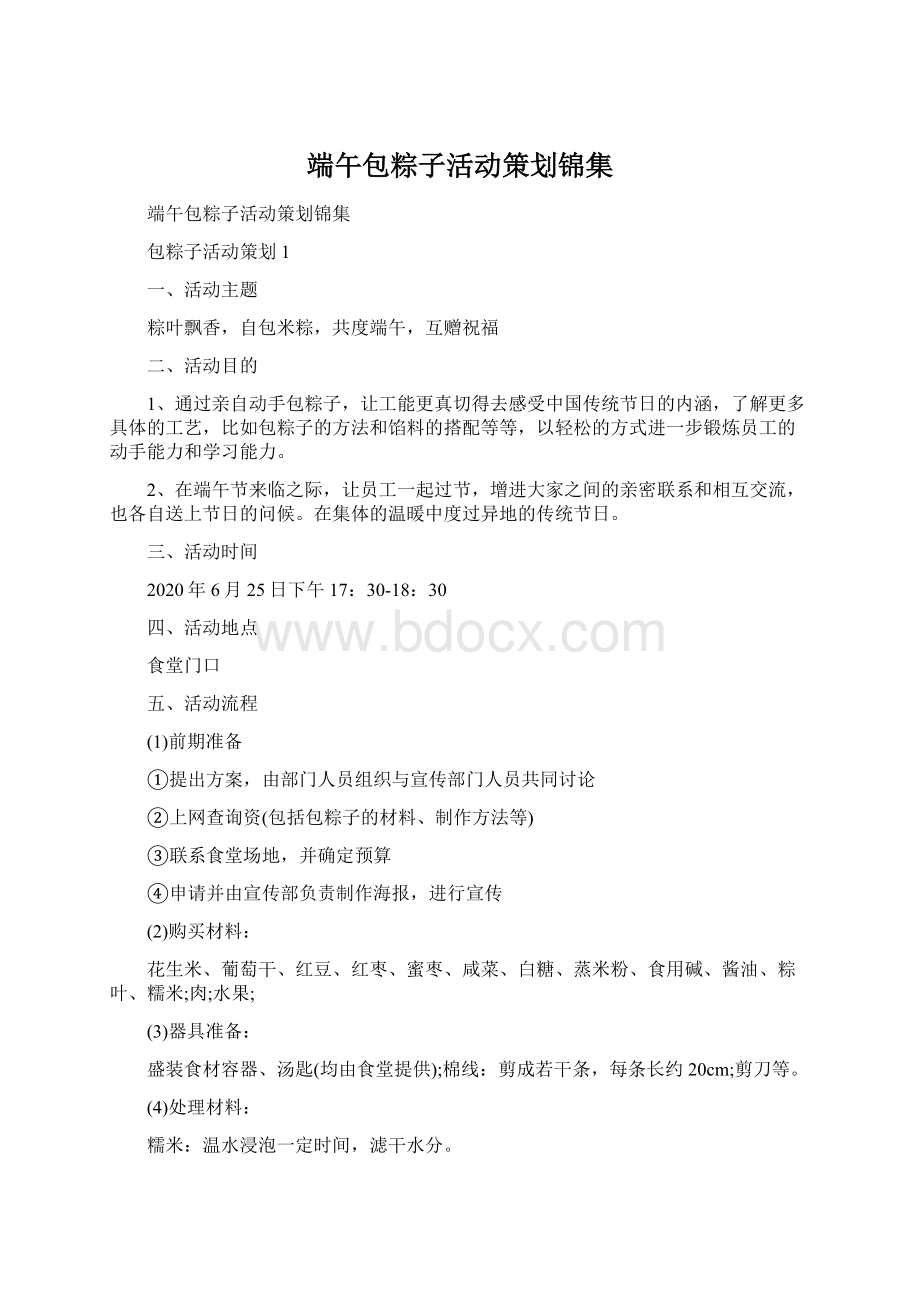 端午包粽子活动策划锦集Word下载.docx_第1页