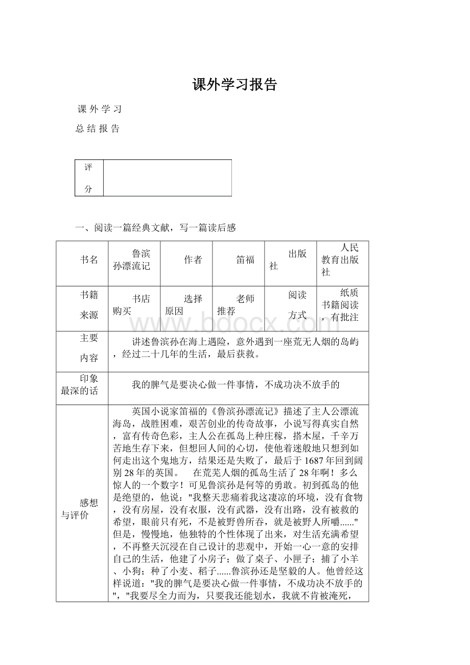 课外学习报告文档格式.docx