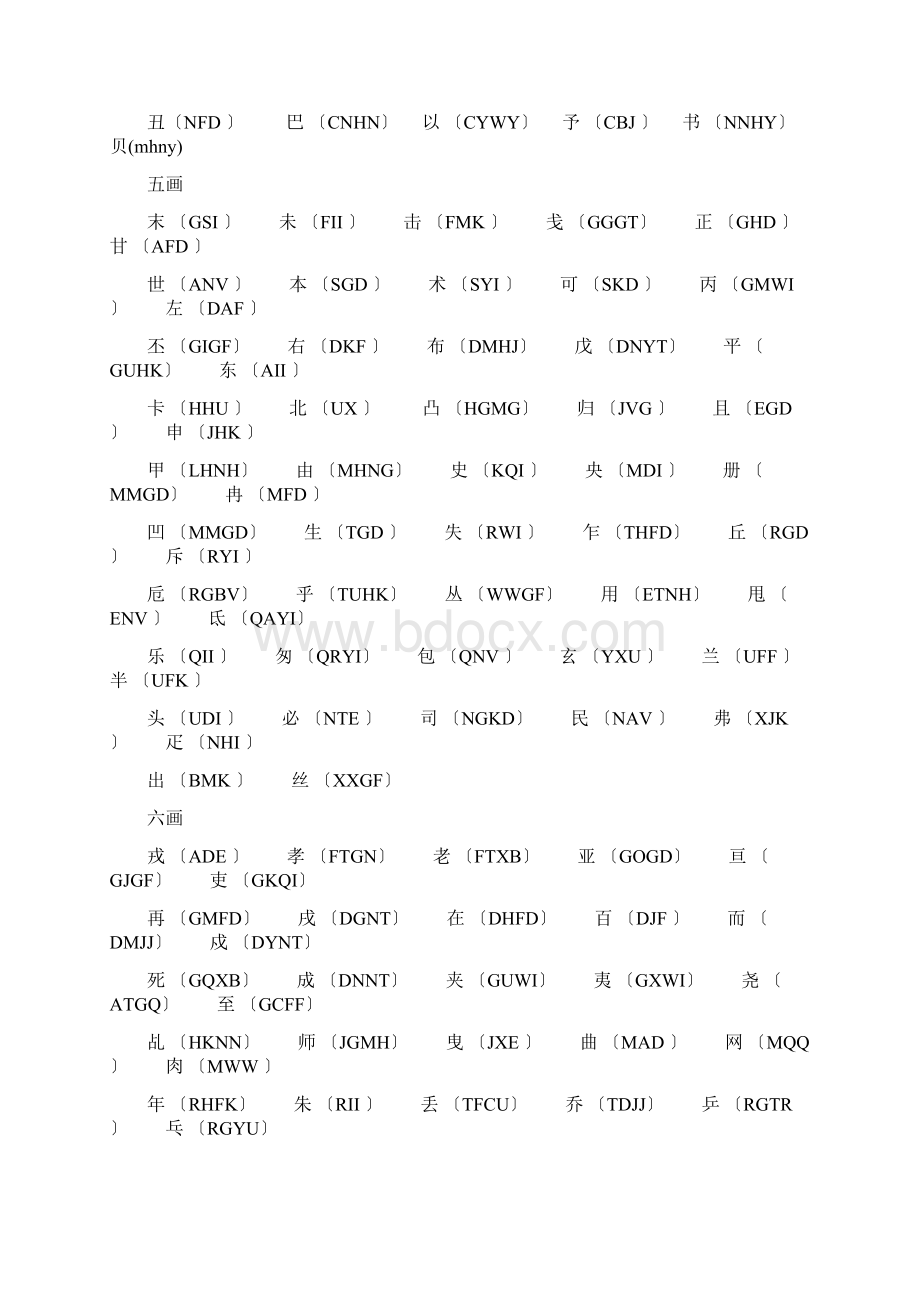 五笔难打字疑难难拆字编码大全大汇总Word文件下载.docx_第3页