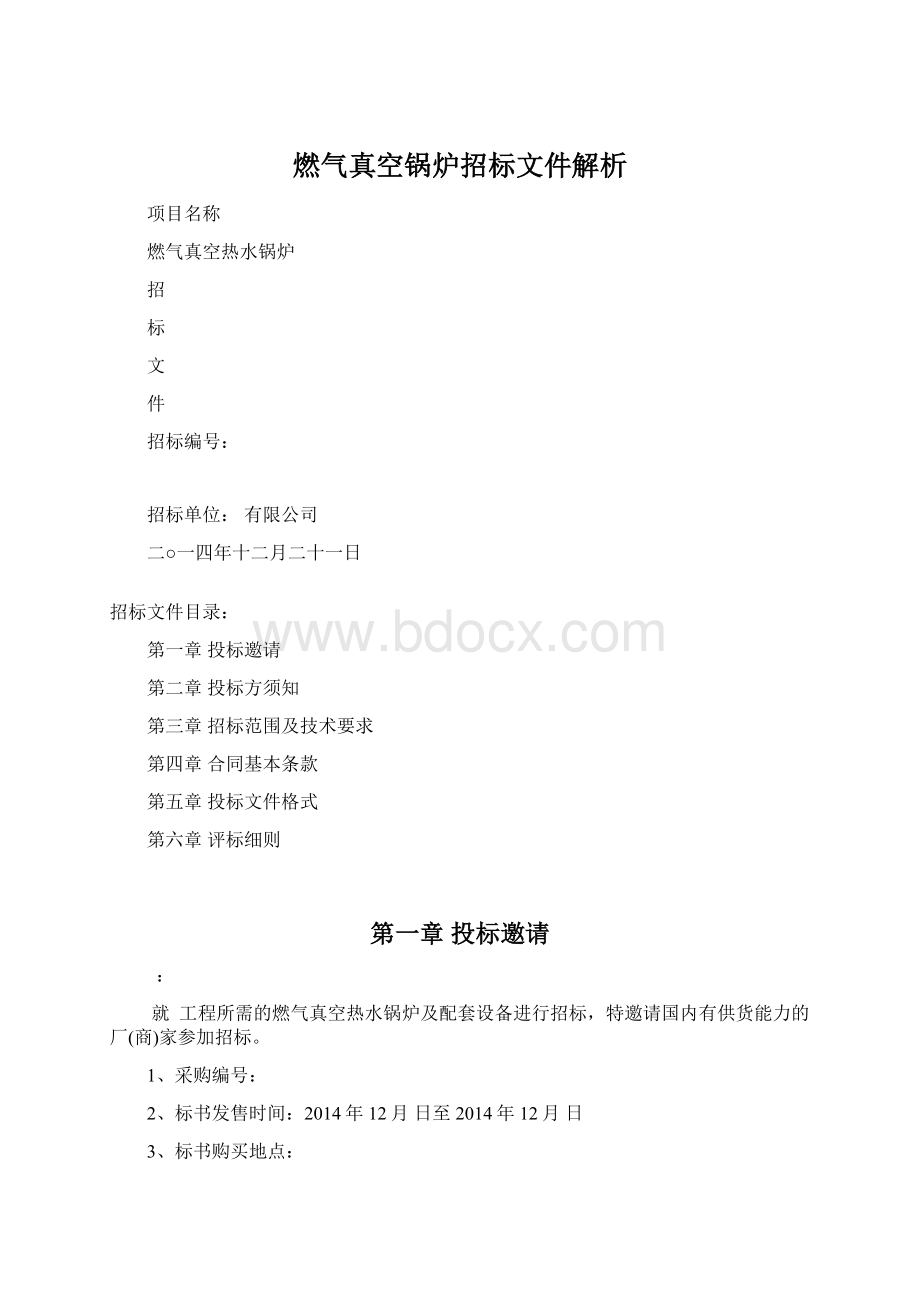 燃气真空锅炉招标文件解析.docx